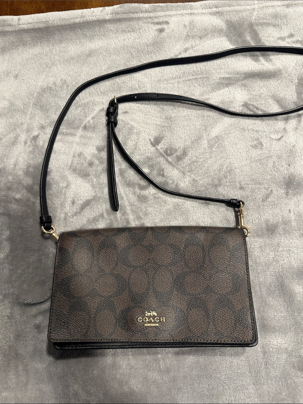Coach Brown Signature Crossbody with Gold Hardware